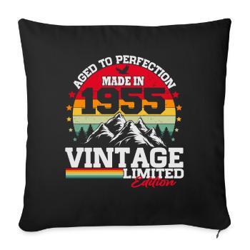 Born in 1955 Vintage Birthday Gift - Sofa pillowcase 17,3'' x 17,3'' (45 x 45 cm) - black - Front