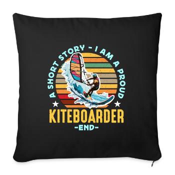Kiteboarding Une petite histoire Je suis un fier véliplanchiste - Housse de coussin décorative 45 x 45 cm - noir - Devant