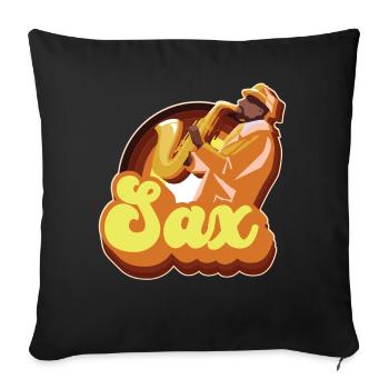 Saxophone Retro Vintage 70s Sax - Sofakissenbezug 45 x 45 cm - Schwarz - Vorne