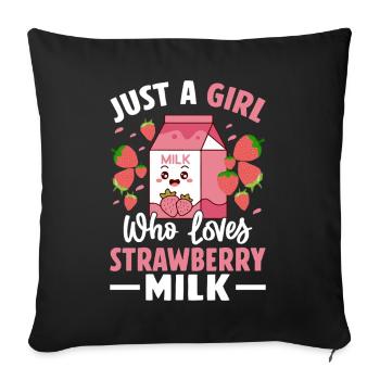 Strawberry Milk Flavored Milk Drink Diary - Sofa pillowcase 17,3'' x 17,3'' (45 x 45 cm) - black - Front