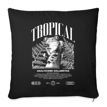 Grenouille arboricole aux yeux rouges Amphibien de la forêt tropicale - Housse de coussin décorative 45 x 45 cm - noir - Devant