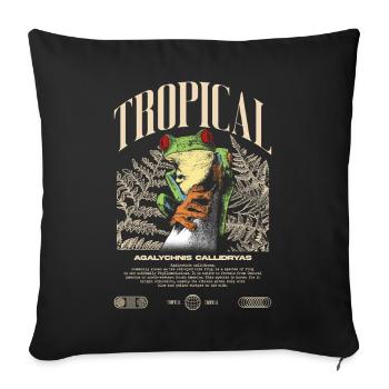 Grenouille arboricole aux yeux rouges Amphibien de la forêt tropicale - Housse de coussin décorative 45 x 45 cm - noir - Devant