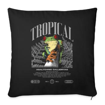 Grenouille arboricole aux yeux rouges Amphibien de la forêt tropicale - Housse de coussin décorative 45 x 45 cm - noir - Devant