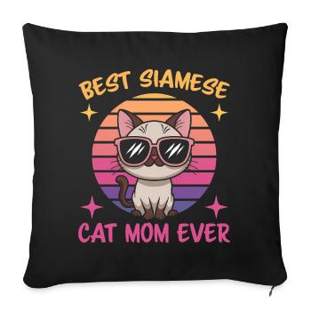 Chat siamois disant chat siamois maman chat siamois cadeau - Housse de coussin décorative 45 x 45 cm - noir - Devant