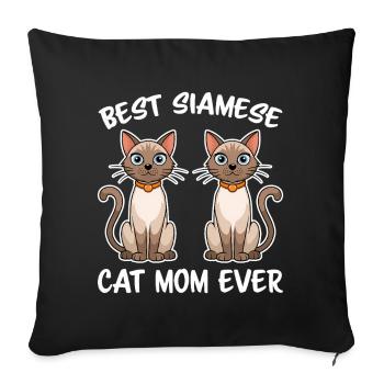 Chat siamois disant chat siamois maman chat siamois cadeau - Housse de coussin décorative 45 x 45 cm - noir - Devant