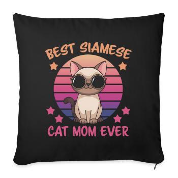 Chat siamois disant chat siamois maman chat siamois cadeau - Housse de coussin décorative 45 x 45 cm - noir - Devant