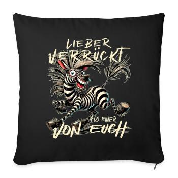 Zèbre fou Mieux fou qu’un de euc - Housse de coussin décorative 45 x 45 cm - noir - Devant