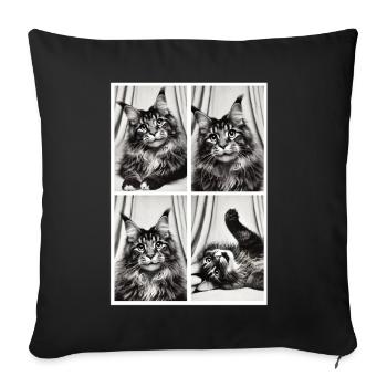 Élégante boîte photo Maine Coon - Housse de coussin décorative 45 x 45 cm - noir - Devant