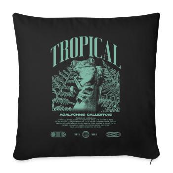 Grenouille arboricole aux yeux rouges Amphibien de la forêt tropicale - Housse de coussin décorative 45 x 45 cm - noir - Devant