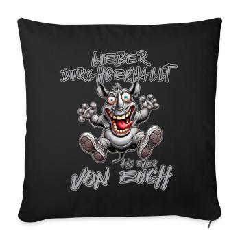 Rhinocéros fou : Mieux vaut fou qu’un - Housse de coussin décorative 45 x 45 cm - noir - Devant