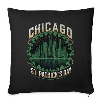 Chicago Saint-Patrick - Housse de coussin décorative 45 x 45 cm - noir - Devant