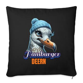 Hamburg Hamburger Deern Bonnet Seagull d’Allemagne du Nord - Housse de coussin décorative 45 x 45 cm - noir - Devant