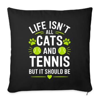 Tennis Saying Cats Funny Tennis Gift - Sofa pillowcase 17,3'' x 17,3'' (45 x 45 cm) - black - Front