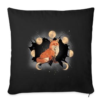 Fox Foxes Mystical Moon Fairy Tale Kids - Sofa pillowcase 17,3'' x 17,3'' (45 x 45 cm) - black - Front