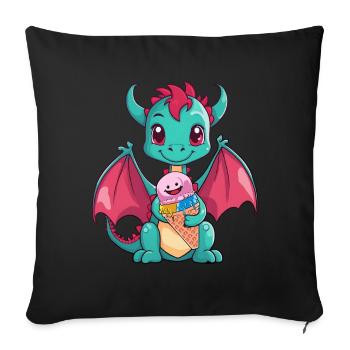 Enfant Enfants Bébé Dragon Dragon Glace d’été - Housse de coussin décorative 45 x 45 cm - noir - Devant