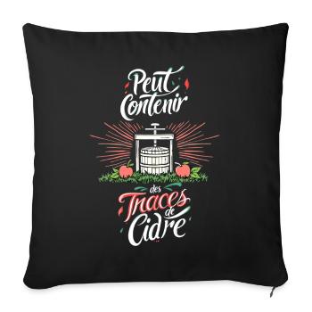 Peut Contenir des Traces de Cidre Humour - Housse de coussin décorative 45 x 45 cm - noir - Devant