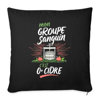 Mon Groupe Sanguin Cidre Humour - Housse de coussin décorative 45 x 45 cm - noir - Devant