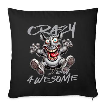 Crazy but Awesome Rhino Comic Style - Sofa pillowcase 17,3'' x 17,3'' (45 x 45 cm) - black - Front