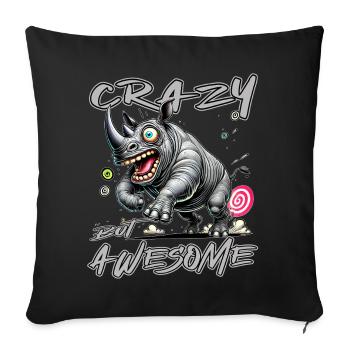 Crazy but Awesome Rhino Comic Style - Sofa pillowcase 17,3'' x 17,3'' (45 x 45 cm) - black - Front