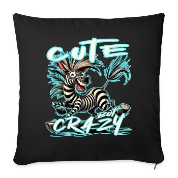 Motif drôle de bande dessinée de zèbre mignon mais fou - Housse de coussin décorative 45 x 45 cm - noir - Devant