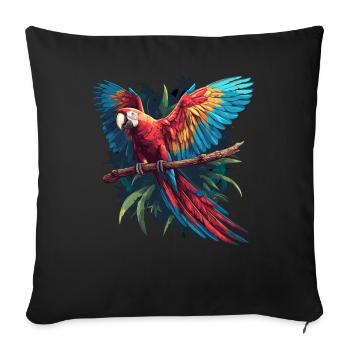 Macaw's Era - Sofa pillowcase 17,3'' x 17,3'' (45 x 45 cm) - black - Front
