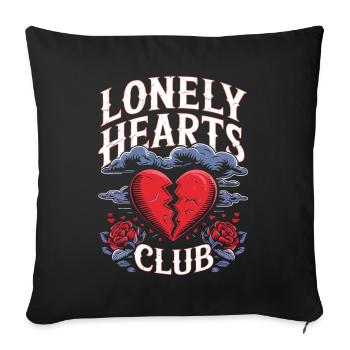 Lonely Hearts Club – Anti-Saint-Valentin - Housse de coussin décorative 45 x 45 cm - noir - Devant