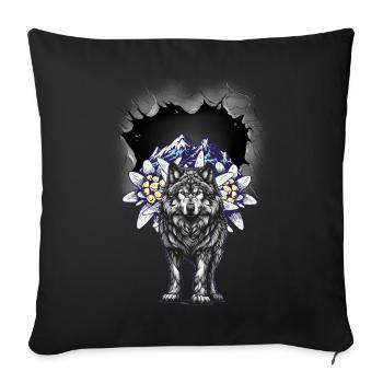 Wolf Wölfe Österreich Titol Gebirge Berge Berg - Sofakissenbezug 45 x 45 cm - Schwarz - Vorne