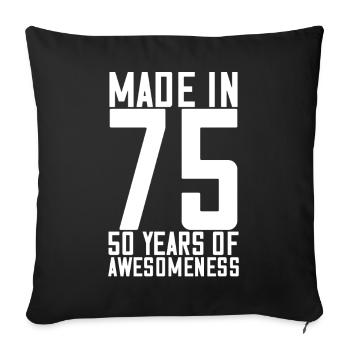 Made In 75, 50ème ans de génialité Anniversaire - Housse de coussin décorative 45 x 45 cm - noir - Devant