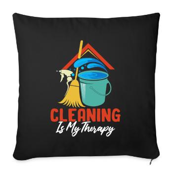 Le nettoyage est ma thérapie Conciergerie drôle - Housse de coussin décorative 45 x 45 cm - noir - Devant