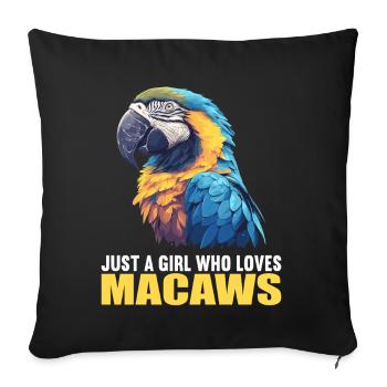 Macaw's Era - Sofa pillowcase 17,3'' x 17,3'' (45 x 45 cm) - black - Front