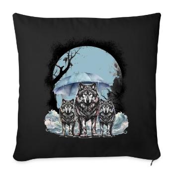 mystisch Wölfe Wolf Rudel Husky Hunde Hund - Sofakissenbezug 45 x 45 cm - Schwarz - Vorne