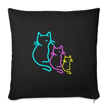 Chats, Chat, Enfant, Enfants, Bébé, Tout-petits, Années 80 - Housse de coussin décorative 45 x 45 cm - noir - Devant