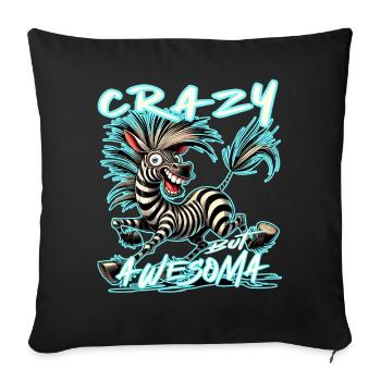 Crazy but Awesome Zebra Comic Stilb - Sofa pillowcase 17,3'' x 17,3'' (45 x 45 cm) - black - Front