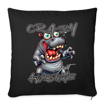 Crazy but Awesome Nilpferd Comic Stil - Sofakissenbezug 45 x 45 cm - Schwarz - Vorne