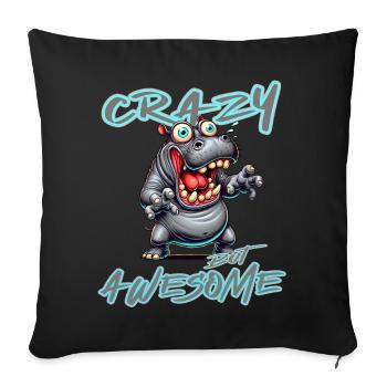 Crazy but Awesome Nilpferd Comic Stil - Sofakissenbezug 45 x 45 cm - Schwarz - Vorne
