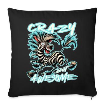 Crazy but Awesome Zebra Comic Style - Sofa pillowcase 17,3'' x 17,3'' (45 x 45 cm) - black - Front