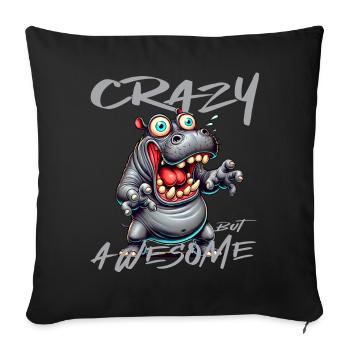Crazy but Awesome Nilpferd Comic Stil - Sofakissenbezug 45 x 45 cm - Schwarz - Vorne