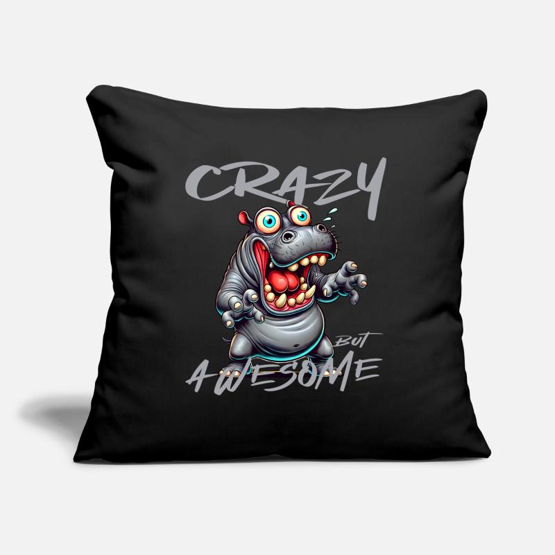 Crazy but Awesome Hippo Comic Style Sofa pillowcase 17,3'' x 17,3'' (45 x 45 cm)