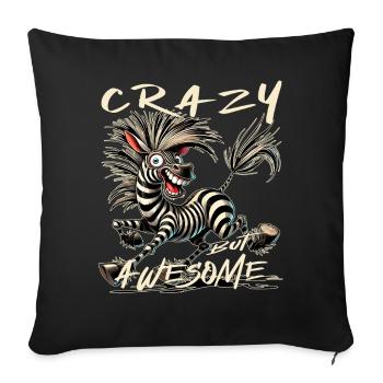 Crazy but Awesome Zebra Comic Style - Sofa pillowcase 17,3'' x 17,3'' (45 x 45 cm) - black - Front
