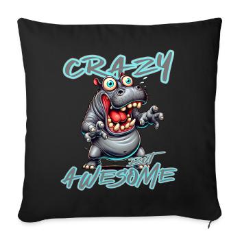 Crazy but Awesome Nilpferd Comic Stil - Sofakissenbezug 45 x 45 cm - Schwarz - Vorne