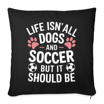 Soccer Disant Chiens Drôle Joueur de Football Cadeau - Housse de coussin décorative 45 x 45 cm - noir - Devant