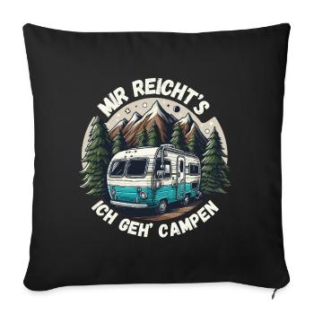 Camping Caravane Camping Vacances Pause Nature - Housse de coussin décorative 45 x 45 cm - noir - Devant