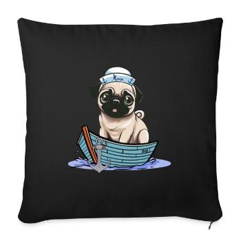 maritime, marin, carlin, chien, marin, bateau - Housse de coussin décorative 45 x 45 cm - noir - Devant