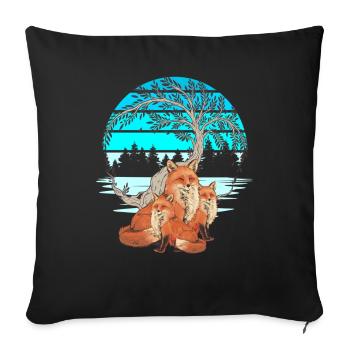 Fox Family Vixen Foxes Fairy Tale Child - Sofa pillowcase 17,3'' x 17,3'' (45 x 45 cm) - black - Front