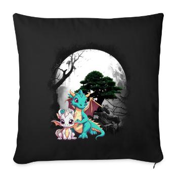 Dragon Dragon Enfant Enfants Conte de fées Dinos - Housse de coussin décorative 45 x 45 cm - noir - Devant