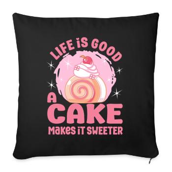 Cake Baker Cake Makes It Sweeter Cupcake - Sofa pillowcase 17,3'' x 17,3'' (45 x 45 cm) - black - Front