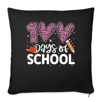 100 Days of School Funny Hundredth Day Of School - Sofa pillowcase 17,3'' x 17,3'' (45 x 45 cm) - black - Front