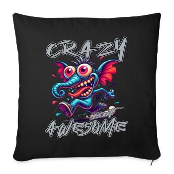 Crazy but Awesome – Elephant Comic Style - Sofa pillowcase 17,3'' x 17,3'' (45 x 45 cm) - black - Front