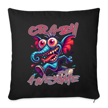 Crazy but Awesome – Elephant Comic Style - Sofa pillowcase 17,3'' x 17,3'' (45 x 45 cm) - black - Front
