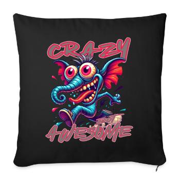 Crazy but Awesome – Elephant Comic Style - Sofa pillowcase 17,3'' x 17,3'' (45 x 45 cm) - black - Front